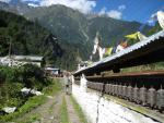 line of prayer wheels