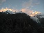 sunrise on the Gangapurna glacier from our window