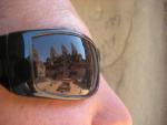 Pre Rup reflected in Drew's sunglasses