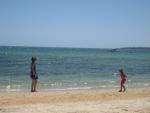 playing on the beach