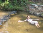 Heather cooling off in the stream