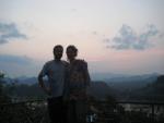 sunset over the hills from Wat Phousi above Luang Prabang