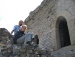 taking a rest on the Great Wall walk