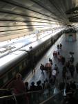 Going down to the platform in Beijing's railway station