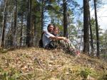 enjoying the view over Lake Baikal from the top of the hill